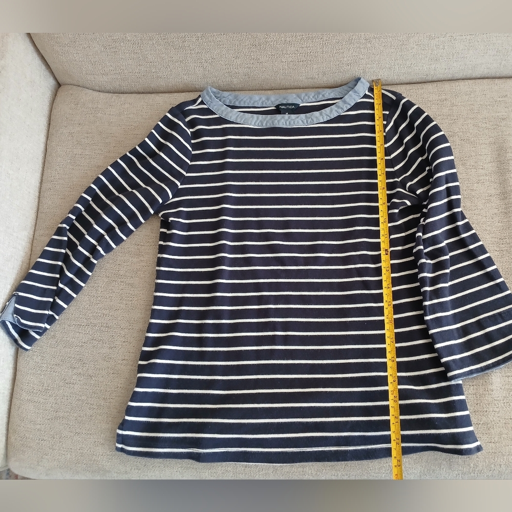 Nautica Blue and White Striped Shirt